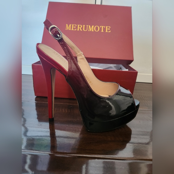 MERUMOTE Women's Slingback Shoes Peep Toe Platforms 6 Inch Heels Size 7 NWT - Picture 13 of 16